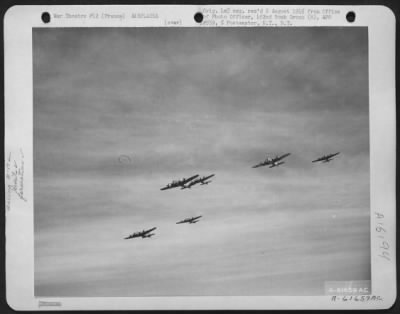 Thumbnail for Boeing > Boeing B-17 Flying Fortresses Of The 452Nd Bomb Group Winged Their Way Towards The German V-2 Launching Sites In Occupied France, As The Heavy Bombers Continued Their Daily Poundings Of Nazi Military Installations, 26 March 1944.  Taken By S/Sgt Jack S. R