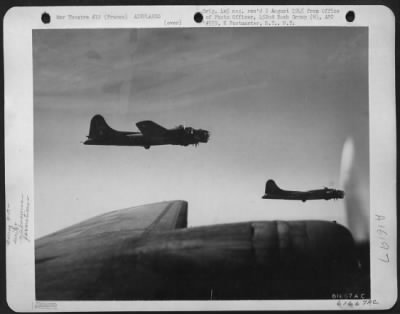 Thumbnail for Boeing > Boeing B-17 Flying Fortresses Of The 452Nd Bomb Group Winged Their Way Towards The German V-2 Launching Sites In Occupied France, As The Heavy Bombers Continued Their Daily Poundings Of Nazi Military Installations, 26 March 1944.  Taken By S/Sgt Robert La