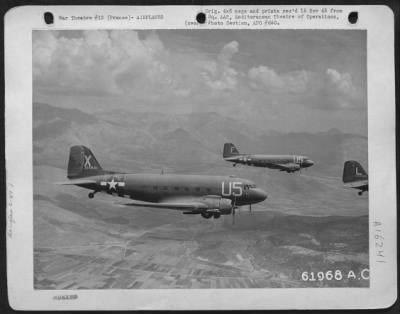 Thumbnail for Douglas > Douglas C-47 Skytrains, 12 Af Troop Carrier Wing, Loaded With Paratroopers On Their Way For The Invasion Of Southern France, 15 August 1944.