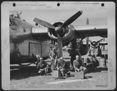 Thumbnail for General > Pilots And Crew Help Unload Ammunition From One Of The Many Consolidated B-24 Liberators Used To Fly Supplies From Italy To Forward French Fields.  The Ammunition Was Immediately Trucked To 12Th Air Force Service Command Dumps Where It Was Made Ready For