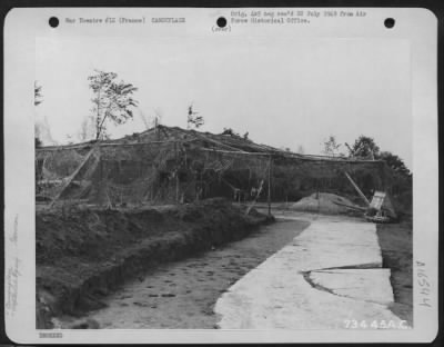 Thumbnail for General > Camouflaged V-1 Rocket Assembly Room Near Cherbourg, France.