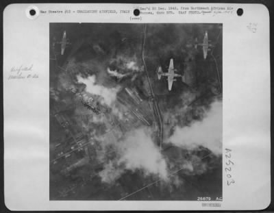 Consolidated > B-26 Marauders of Major General James H. Doolittle's Bomber Command, Northwest African Air Forces, accurately bombed the airfield at Grezsanise, Italy, on September 5, leaving the entire field well cratered and temporarily useless. Seven