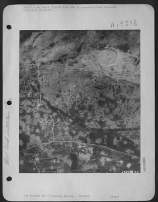 Thumbnail for Wizernes > This reconnaissance photograph made over Wizernes in the Pas de Calais area in France shows how thoroughly the U.S. Army 8th Air Force has been bombing locations believed to hold rocket emplacements. In this area the rocket bomb emplacement