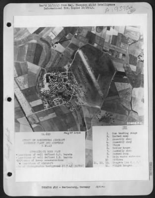 Thumbnail for Consolidated > ATTACK ON MARIENBURG AIRCRAFT ASSEMBLY PLANT AND AIRFIELD APPROXIMATE BOMB PLOT Locations of well definted G.P. bursts Locations of well defined I.B. bursts Areas of heavy concentration Locations of aircraft