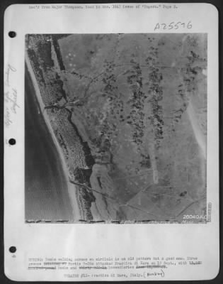 Thumbnail for Consolidated > DURING: Bombs walking across an airfield is an old pattern but a good one. Three groups totaling 87 Martin B-26s attacked Practica di Mare on 17 Sept., with 13,580 hundred-pound bombs and thirty 500-lb incendiaries from 11,000 ft.