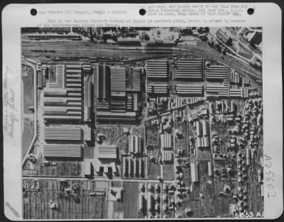 Thumbnail for Consolidated > This is the Caproni aircraft factory at Reggio in northern Italy, before an attack by bombers of the Mediterranean Allied Air Forces.