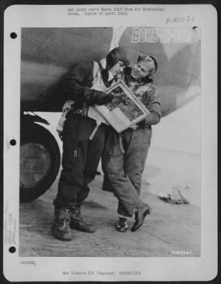 Thumbnail for General > Navigator And Pilot Of The 458Th Bomb Group Consolidated B-24 'Bomb-Ah-Dear' Check The Battle Folder Before Take-Off From Their English Base.