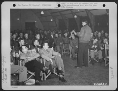 Thumbnail for General > During An 8Th Air Force Briefing In England The Intelligence Officer Prepares Crews Of The 390Th Bomb Group For Flak And Fighter Opposition They Might Encounter During A Mission Over Enemy Territory.  6 August 1944.