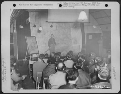 General > Before Taking Off From Their 8Th Air Force Base In England, Crews Of The 390Th Bomb Group Are Briefed On The Target Of The Day.  21 June 1944.