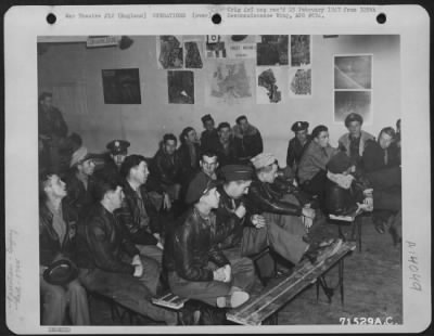 Thumbnail for General > Crews Of The 379Th Bomb Group Are Briefed Before Taking Off From Their 8Th Air Force Base In England For A Mission Over Enemy Territory.  7 June 1944.