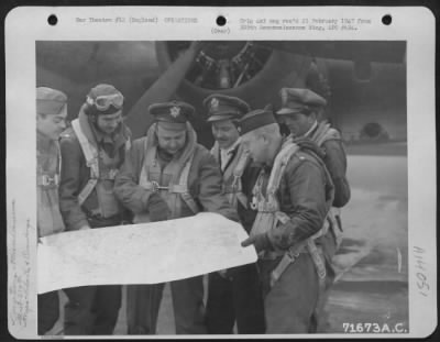 Thumbnail for General > Crew Members Of The 379Th Bomb Group Study A Map Of The Target Area Before Taking Off From Their Base In England For A Mission Over Enemy Territory.  20 January 1944.  England.