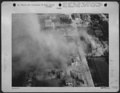 Consolidated > Calderara Di Reno Was A Peacful Little Italian Village Five Miles Northwest Of Bologna, Italy -- Until War Came Its Way.  German Troops Moved In, And 12Th Af Fighter-Bombers Attacked The Occupied Buildings.  Now The Village Church Steeple Still Stands (To