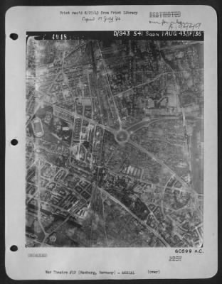 Thumbnail for Consolidated > Aerial View Of Hamburg, Germany Taken 1 Aug 43.  See Prints #4050, 51, 52, 54, 56, 57)