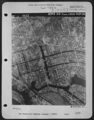 Consolidated > Aerial View Of Hamburg, Germany Taken 1 Aug 43.  See Prints #4048, 50, 51, 54, 56, 57)