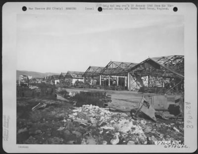 Thumbnail for Consolidated > Bomb Damage To Hangars And Drainage System At Capua Airfield, Italy.  December 1943.