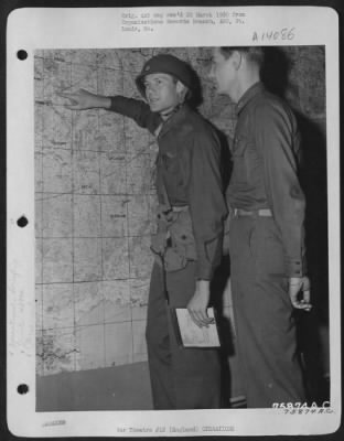 General > Colonel Young Points Out A Future Target To A Member Of The 439Th Troop Carrier Group In The Briefing Room At An Air Base Somewhere In England.  29 May 1944.
