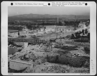 Thumbnail for Consolidated > Bomb Damage To A Railroad Bridge Near Cecina, Italy.