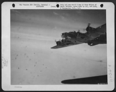 Thumbnail for Flak > Bursts Of Deadly Flak Explode Around A Formation Of B-17 Flying Fortresses Of The 452Nd Bomb Group During Their Mission Over Berlin, Germany, 9 March 1944.  The Flak Appears As Innocent Puffs Of Smoke But Each Burst Showers Approximately 1400 Jagged Piece