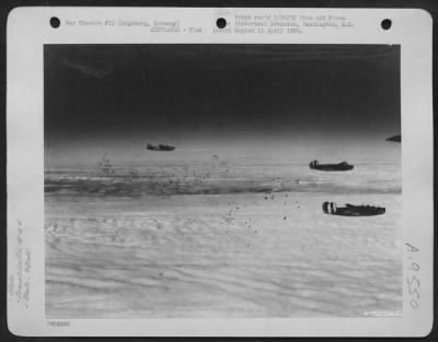 Thumbnail for Flak > Bursts Of Deadly Flak Explode Dangerously Close To Consolidated B-24S Of The 93Rd Bomb Group During A Mission Over Augsburg, Germany.  1 March 1945.