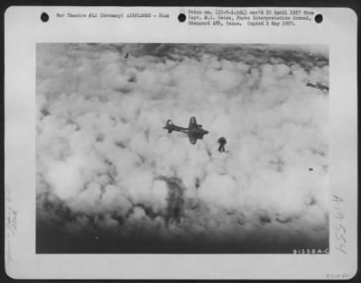 Thumbnail for Flak > Bursts Of Deadly Flak Explode Near A Boeing B-17 "Flying Fortress" During A Mission Over Germany, 9 June 1943.  The Flak Appears As Innocent Puffs Of Smoke But Each Burst Showers Approximately 1400 Jagged Pieces Of Metal At Any Plane Near It.