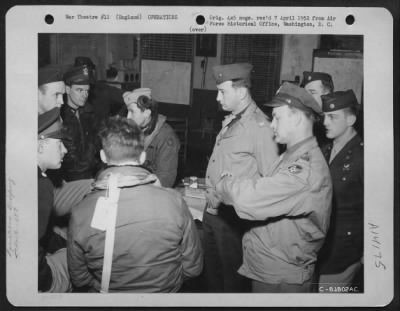 Thumbnail for General > At An 8Th Air Force Base Somewhere In England -- Crew Members Of The 458Th Bomb Group Hold A Last Minute Briefing Session Prior To Take-Off On Another Bombing Mission Against The Enemy Targets In Europe.  26 February 1945.