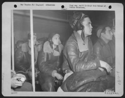 Thumbnail for General > At An 8Th Air Force Base In England, Boeing B-17 "Flying Fortress" Crew Members Listen Attentively At A Briefing Prior To A Bombing Mission Against Enemy Targets Somewhere In Germany.