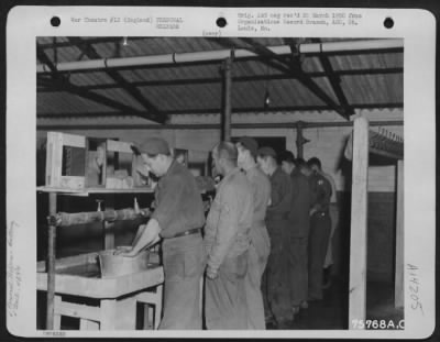 General > Enlisted Men Of The 439Th Troop Carrier Group Stand In Line In The Wash Room At Their Base Somewhere In England.  28 June 1944.