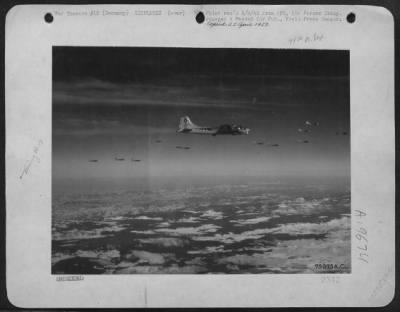 Thumbnail for Boeing > Boeing B-17 Flying Fortresses Of The 15Th Af Head For The German Oil Facilities At Regensburg, Germany On 20 January 1945.  Mission Successfully Completed.  Attacks By Planes Of The Mediterranean Allied Air Forces On Vital Nazi Production Centers Are Help