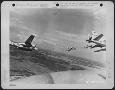 Thumbnail for Douglas > Formations Of Douglas A-26S Attached To The 386Th Bomb Group Enroute To Bomb Enemy Installations Somewhere In Germany On 20 April 1945.