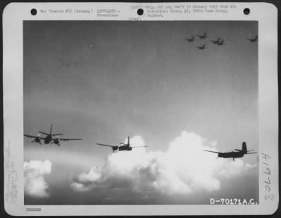 Thumbnail for Douglas > Formations Of Douglas A-26S Attached To The 386Th Bomb Group Enroute To Bomb Enemy Installations Somewhere In Germany On 20 April 1945.