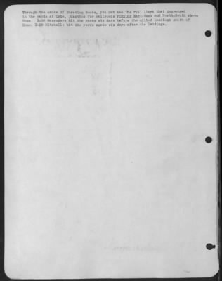 Thumbnail for Consolidated > Through The Smoke Of Bursting Bombs, You Can See The Rail Lines That Converged In The Yards At Orte, Junction For Railroads Running East-West And North-South Above Rome. B-26 Marauders Hit The Yards Six Days Before The Allied Landings South Of Rome; B-25