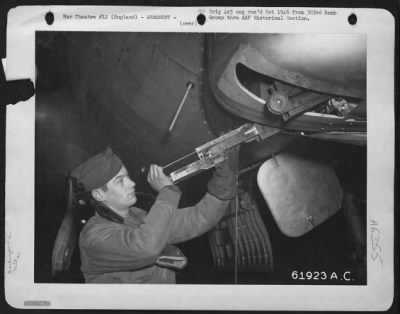 Thumbnail for General > Crew Member Of The 303Rd Bomb Group Checks His Gun Prior To A Mission.  England 9 Dec 44.