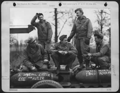 Thumbnail for General > Placing 500 Pounder On Cart; Left To Right: Pfc Henry Banaszak, Pvt Geng, Pfc Yansa, T/Sgt. Nicoletti, Pvt Greggi.