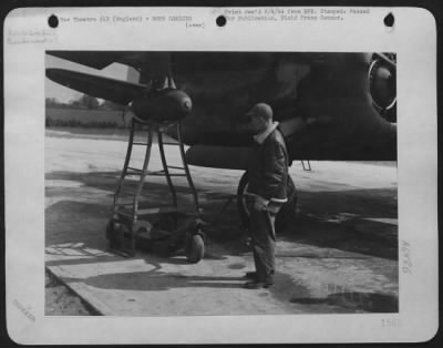 Thumbnail for General > With This Bomb Loading Device, Bombs Are Quickly Loaded On Wing Racks Of 9Th Air Force Bomber Command A-20 Havocs, Based In England, And Operating On The Western Front.  Use Of Wing Racks, Increases The Havoc Bomb Load By 50 Per Cent.