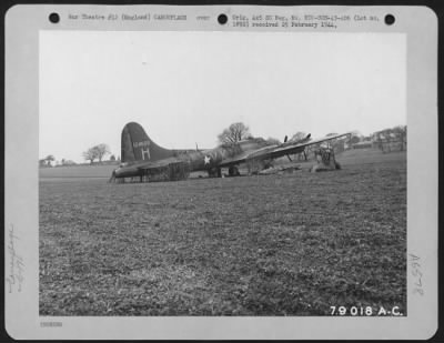 Thumbnail for General > After Three Engines Had Been Shot Out Of Commission Over France, This Boeing B-17 "Flying Fortress" Returned, But Had To Make An Emergency Landing And Undergo Repairs On The Spot.  Here, It Is Shown At Dawlish, England, Awaiting The Building Of An Emergen