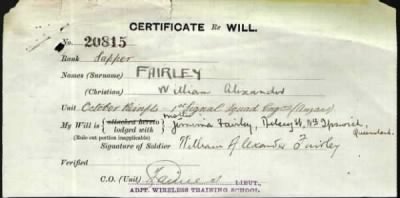 Thumbnail for Fairley > Fairley, William Alexander (20815)