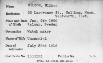 Thumbnail for 1918 > NILSON, Hilmar