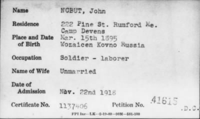 Thumbnail for 1918 > NOBUT, John