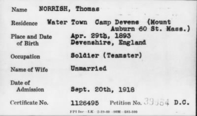 Thumbnail for 1918 > NORRISH, Thomas