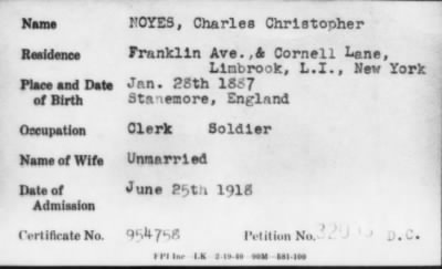 Thumbnail for 1918 > NOYES, Charles Christopher