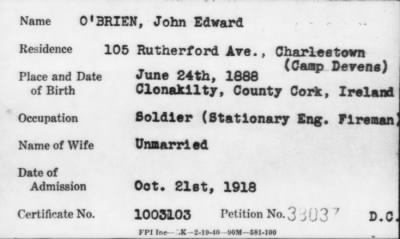 Thumbnail for 1918 > O' BRIEN, John Edward