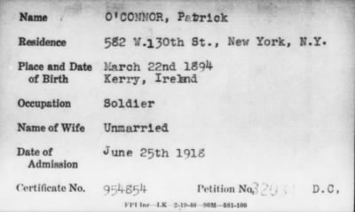 Thumbnail for 1918 > O' CONNOR, Patrick