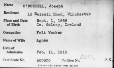 Thumbnail for 1918 > O' DONNELL, Joseph