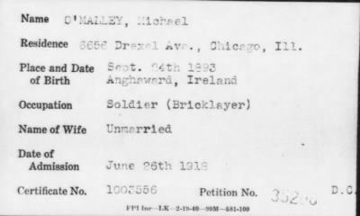 1918 > O'MALLEY, Michael
