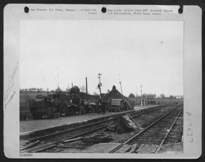 Thumbnail for General > This is the set-up of an Air Support Party of the 9th Air Force working with the 3rd Army in the advance on Metz, France. This unit reports the weather and directs the operations of the dive bombers supporting the tanks.