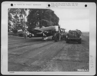 Thumbnail for Refueling > A Republic P-47 Is Serviced At An Airfield In St. Pierre Du Mont, Normandy, France.