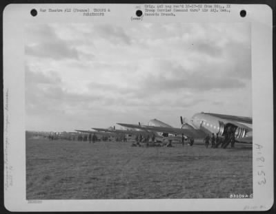 Thumbnail for General > Troops Of The 9Th Troop Carrier Command Boarding Douglas C-47S At An Air Base Somewhere In France.