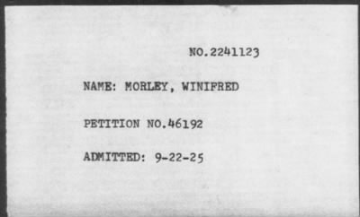 Thumbnail for 1925 > MORLEY, WINIFRED