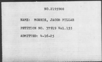 Thumbnail for 1925 > MORRIS, JACOB PILLAR