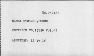 Thumbnail for 1916 > STRAZZO, ROCCO